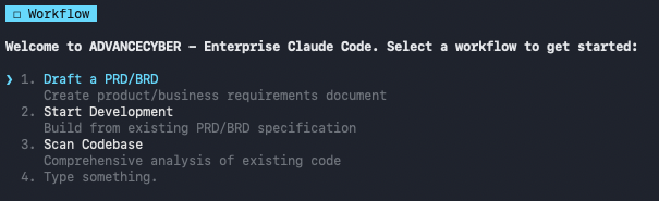 CC-ADVANCECYBER Workflow Menu